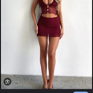 NWT! outcast mini skirt, semi sheer, double layered , beautiful red